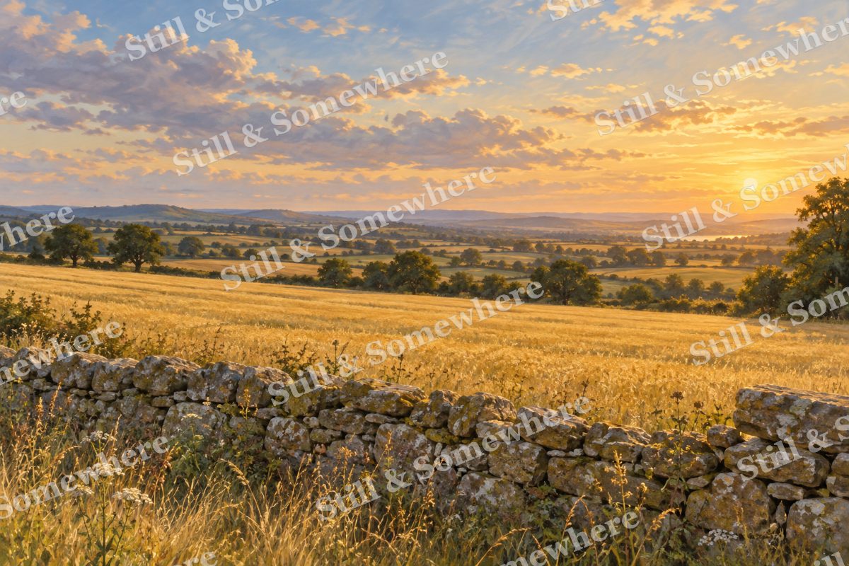 Golden Fields beyond the Stone Wall, original artwork preview