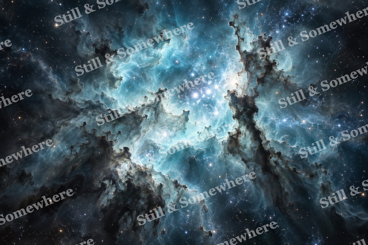 Space 02 Blue Stellar Nursery, original artwork preview