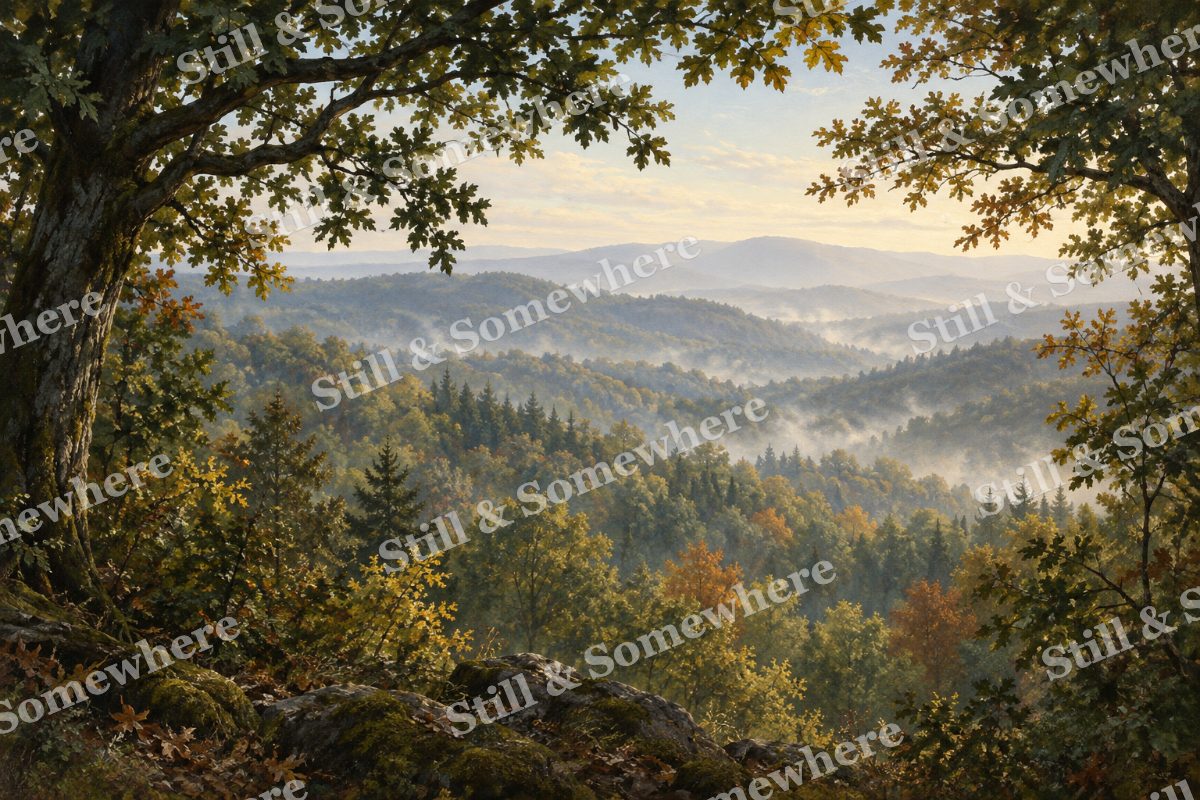 Hazy Hills beyond the Woodland, original artwork preview