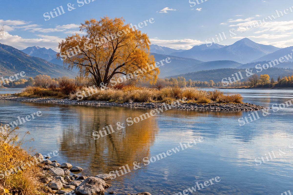 Copper Willow on the River Island, original artwork preview