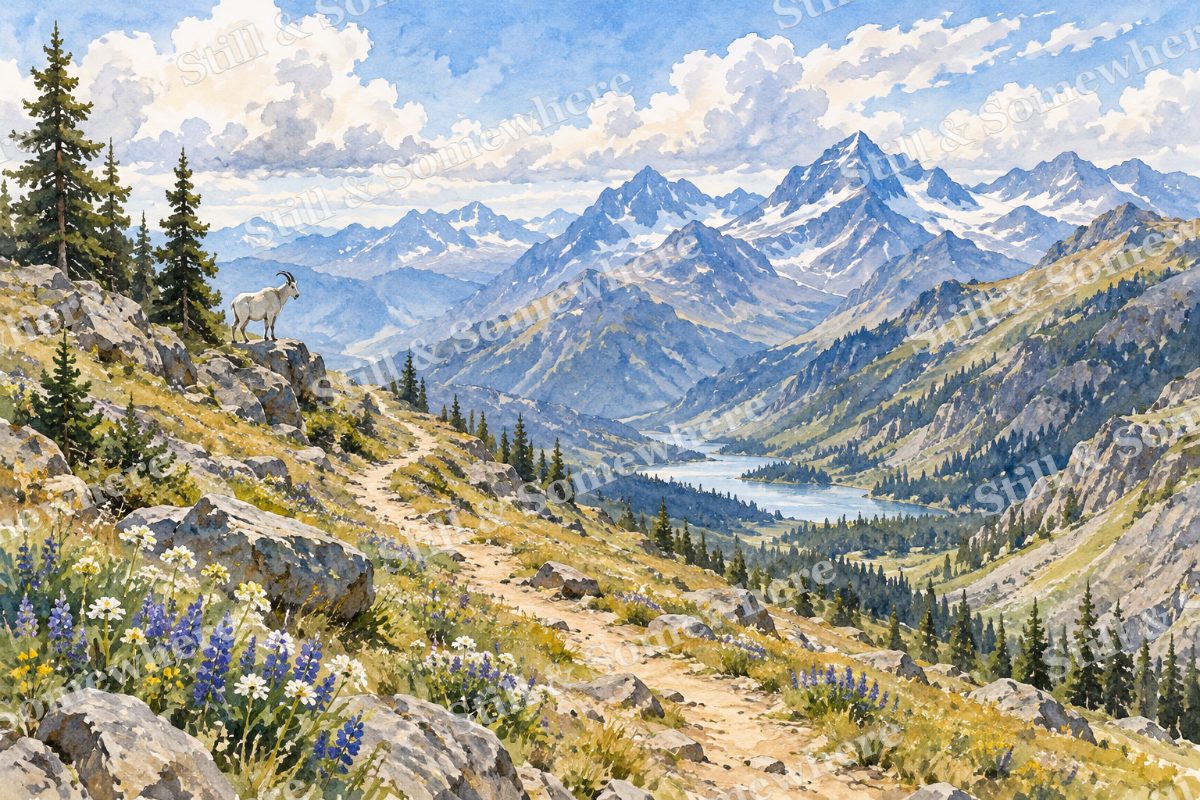 The Azure Mountain Pass, original artwork preview