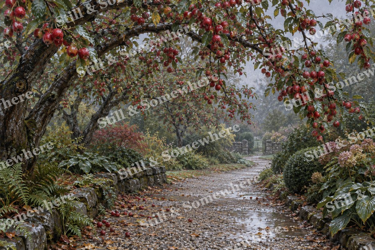 Crabapple Walk after Rain, original artwork preview