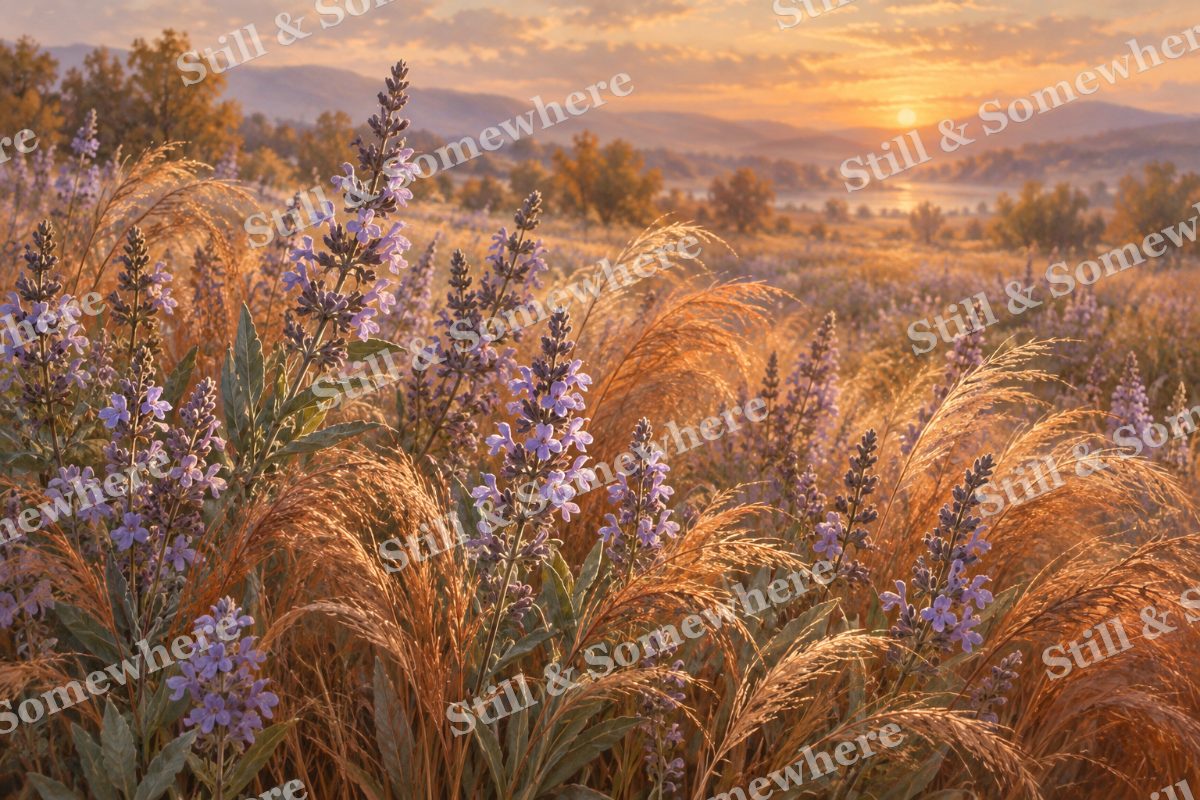 Sage Blossoms and Copper Grass, original artwork preview