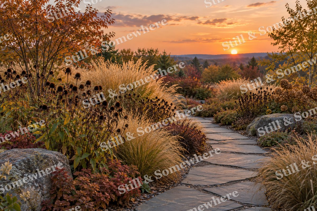 The Seed Head Garden at Sunset, original artwork preview