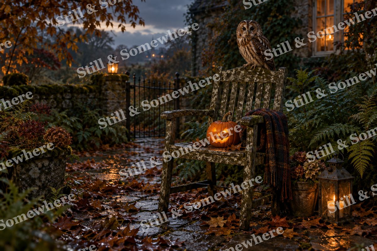 Owl on the Garden Chair, original artwork preview