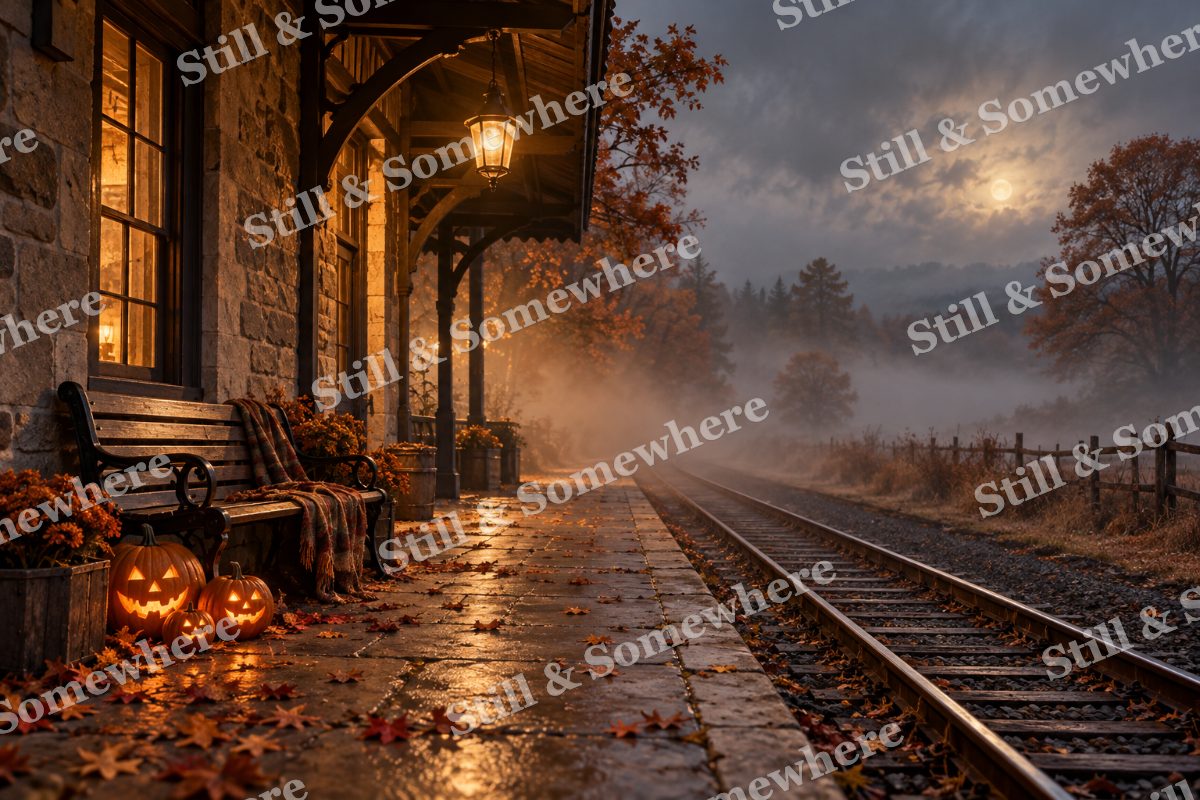 Fogbound Railway Platform, original artwork preview