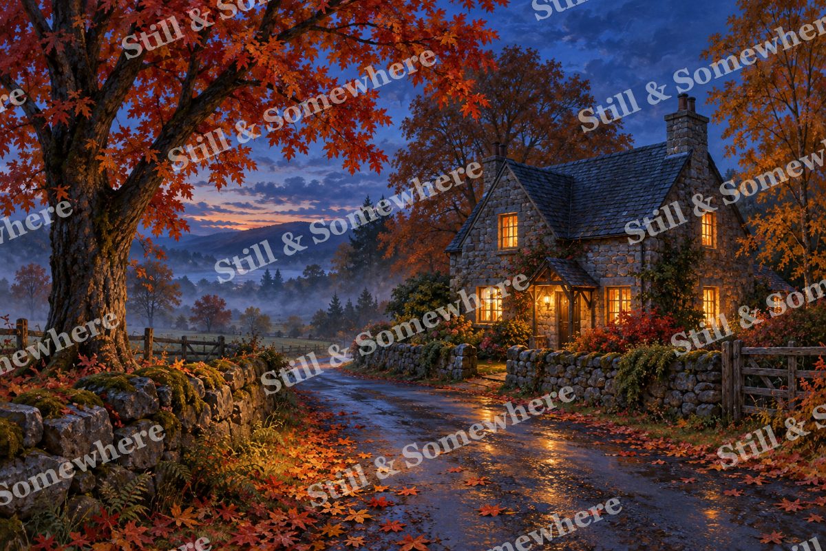 Amber Windows by the Maple Lane, original artwork preview