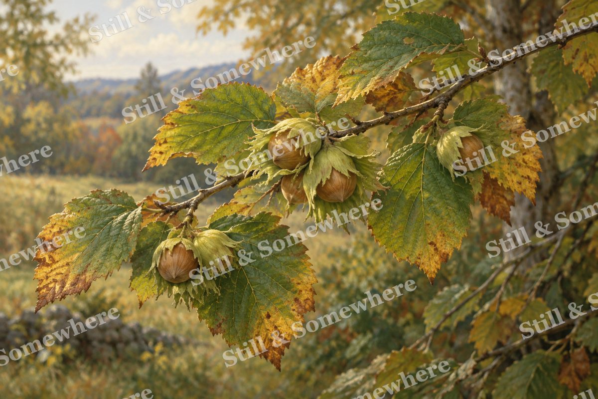 Hazelnut Branch at Harvest, original artwork preview
