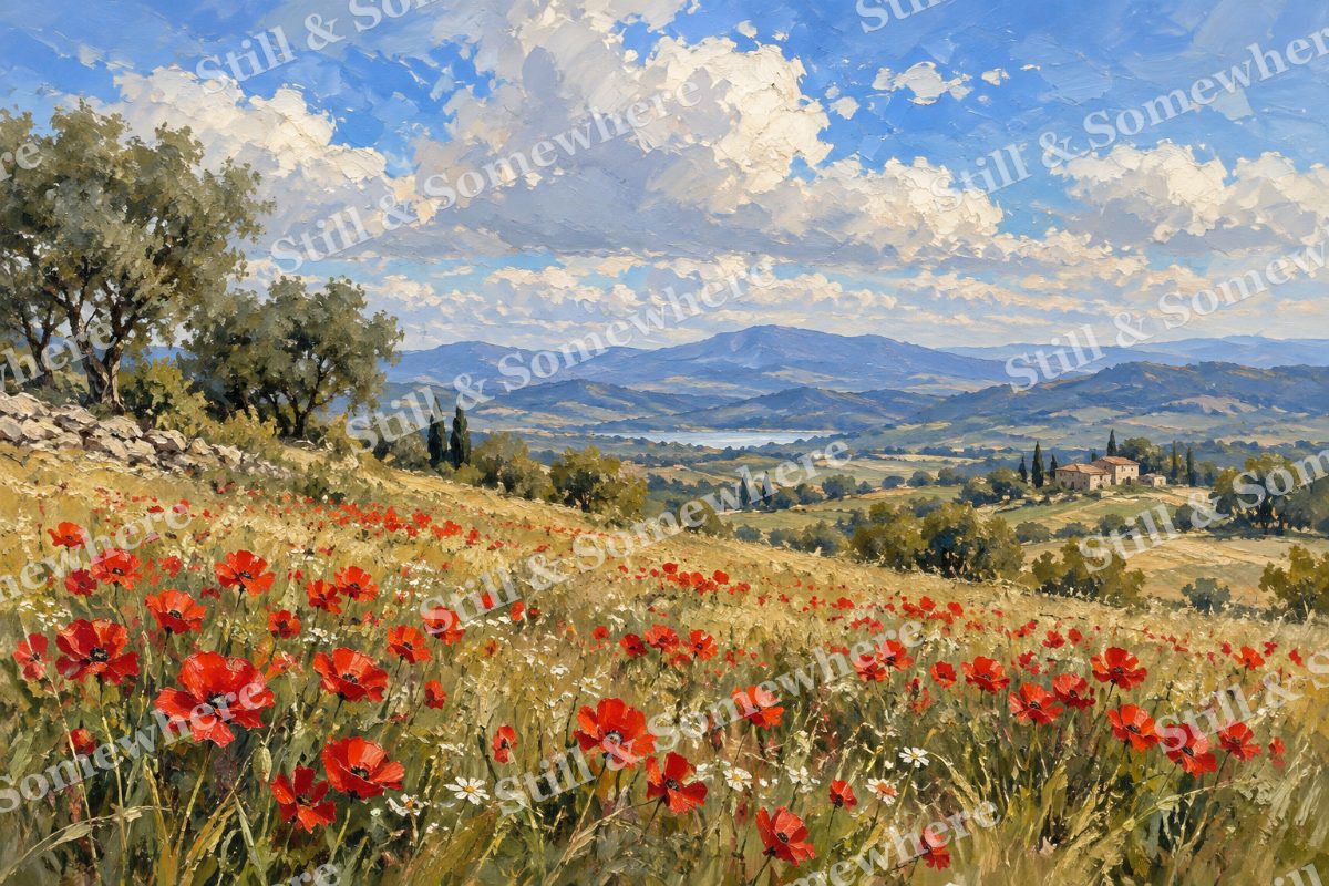 Wild Poppies in the Wind, original artwork preview