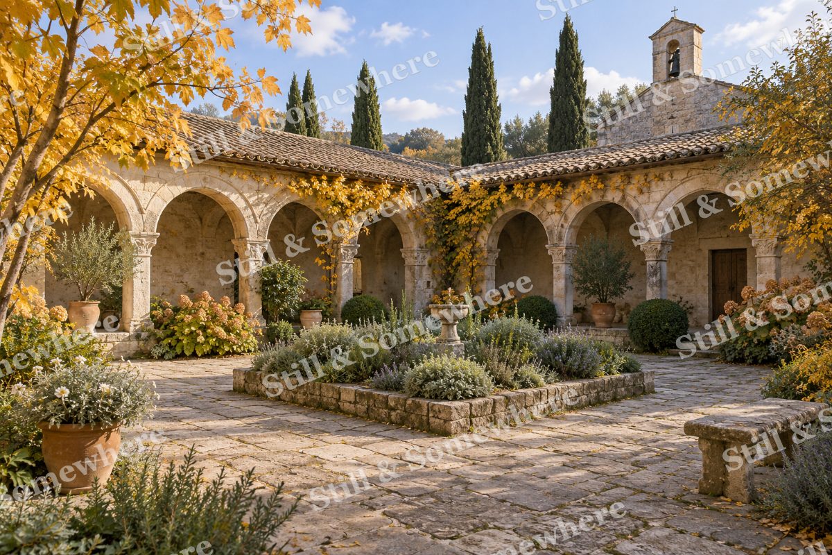 The Autumn Cloister Garden, original artwork preview