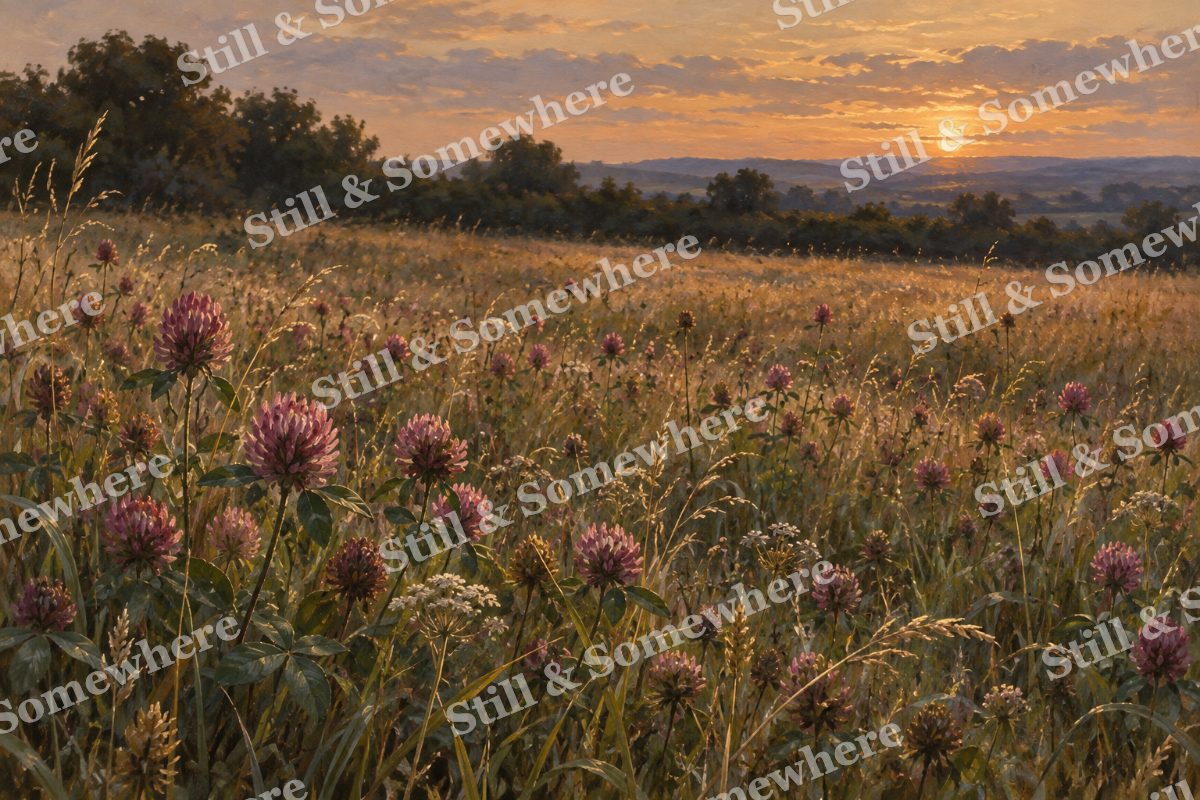 Red Clover in Fading Light, original artwork preview