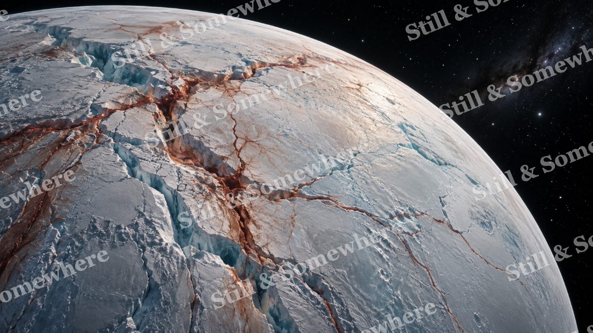 Space 13 Ice World Fractures, original artwork preview