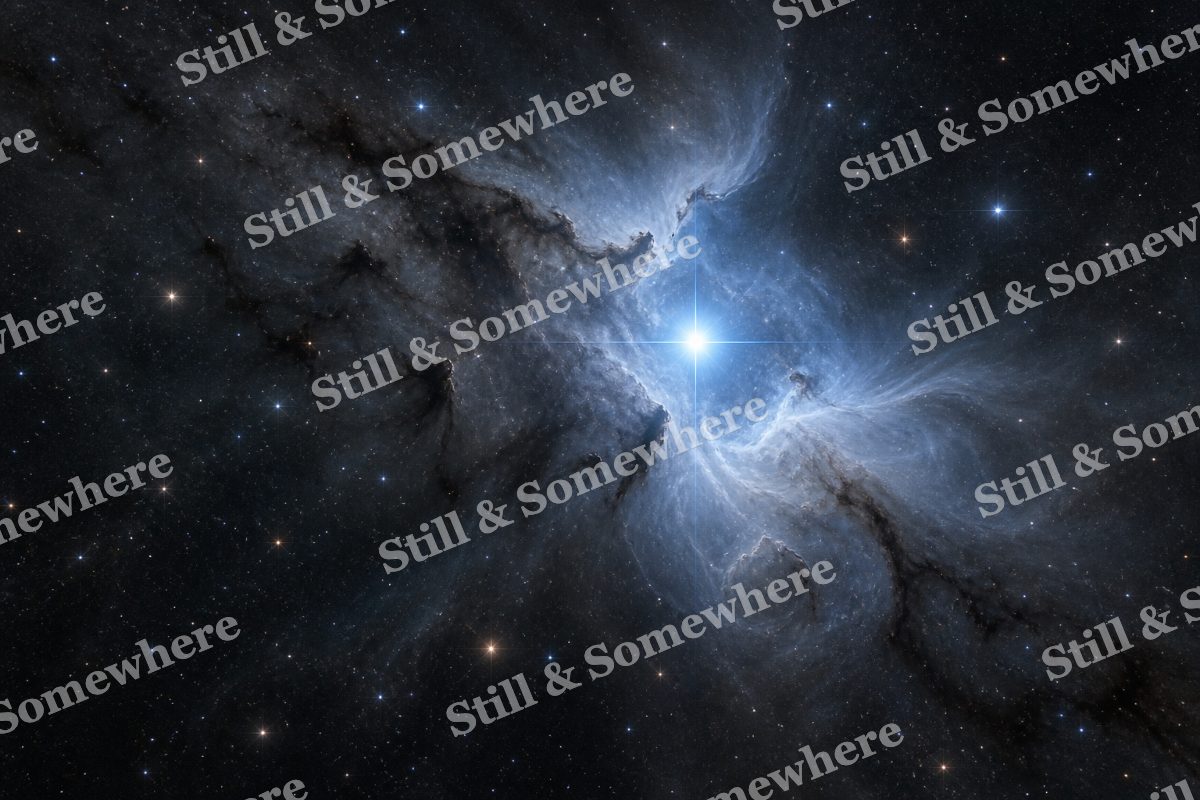 Space 08 Silver Reflection Nebula, original artwork preview