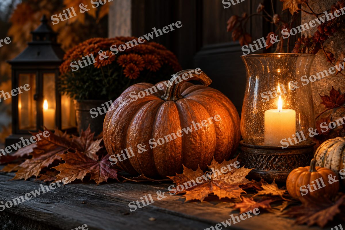 21 Copper Leaves And Candlelight, original artwork preview