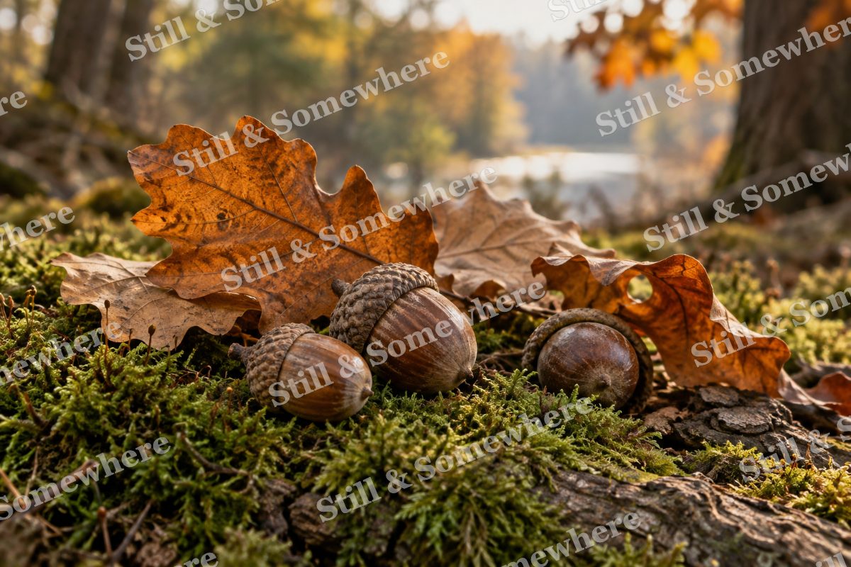 Acorns and Oak Leaves, original artwork preview