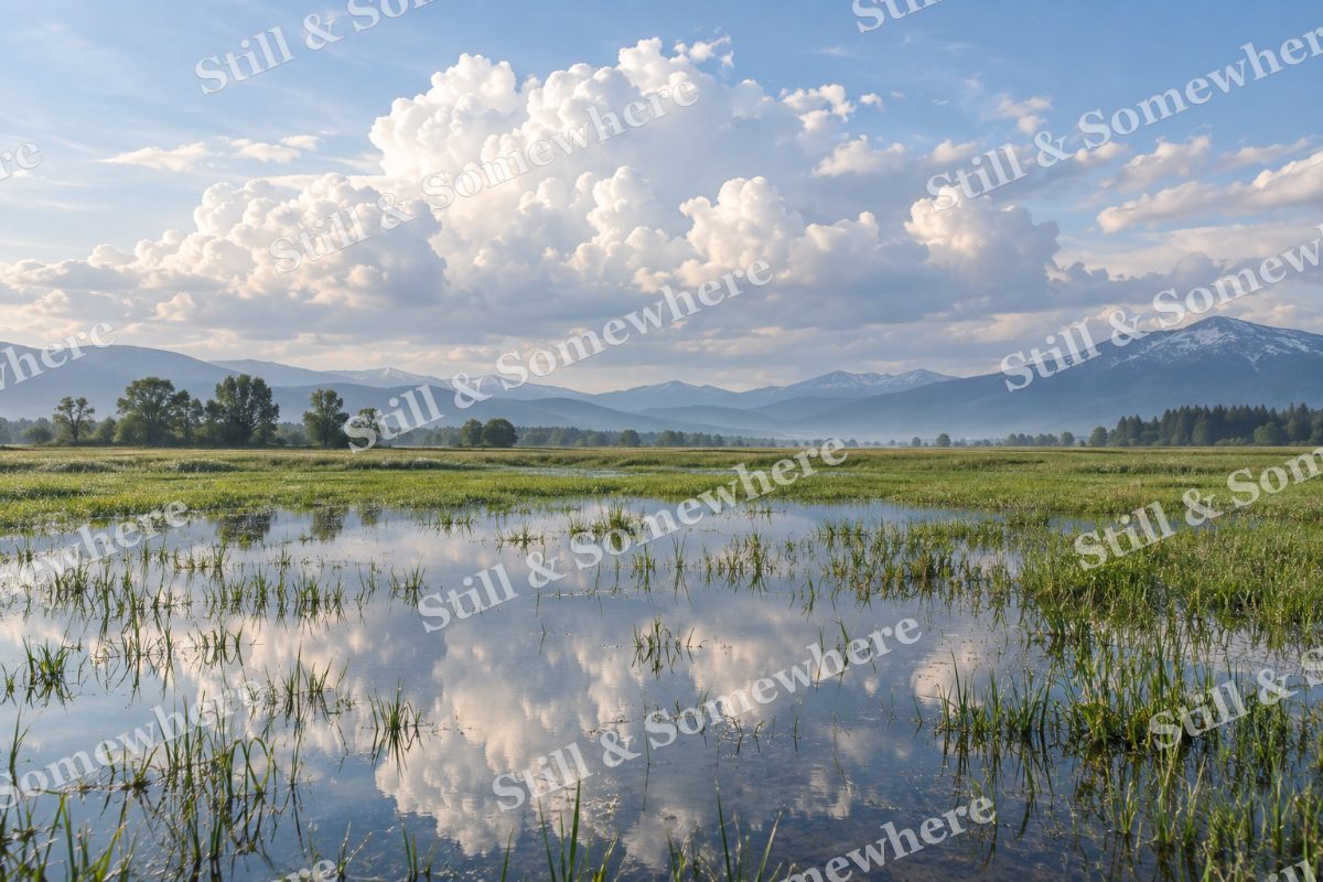 Landscapes Cloud Reflections in a Flooded Meadow, original artwork preview