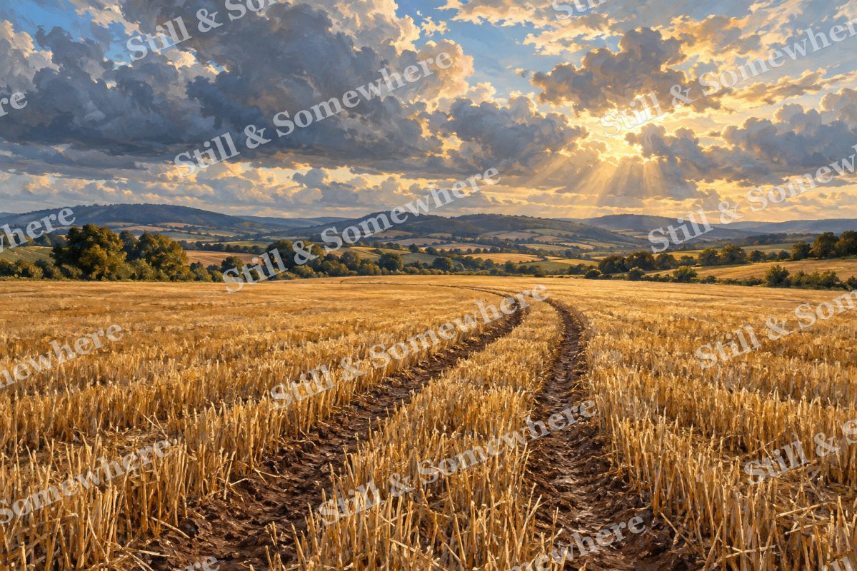 Tractor Tracks through the Stubble, original artwork preview