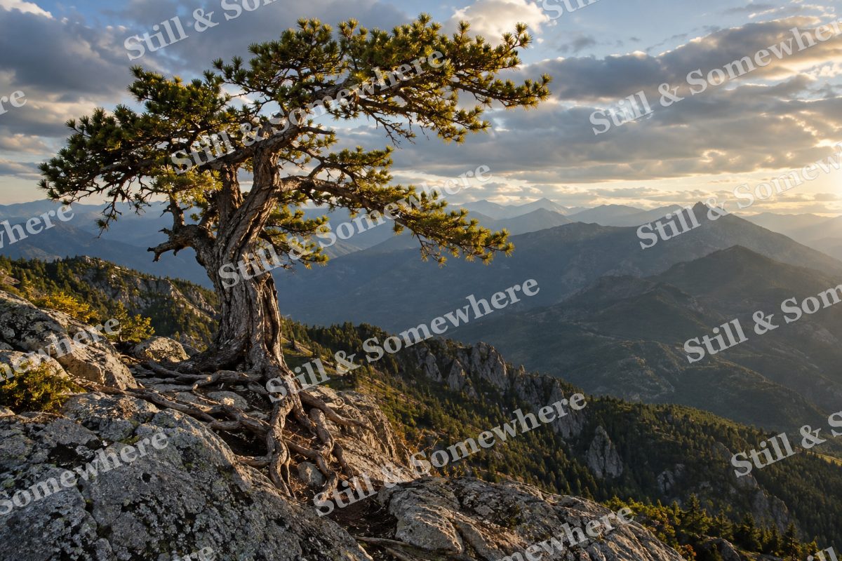 Solitary Pine Windswept Ridge, original artwork preview