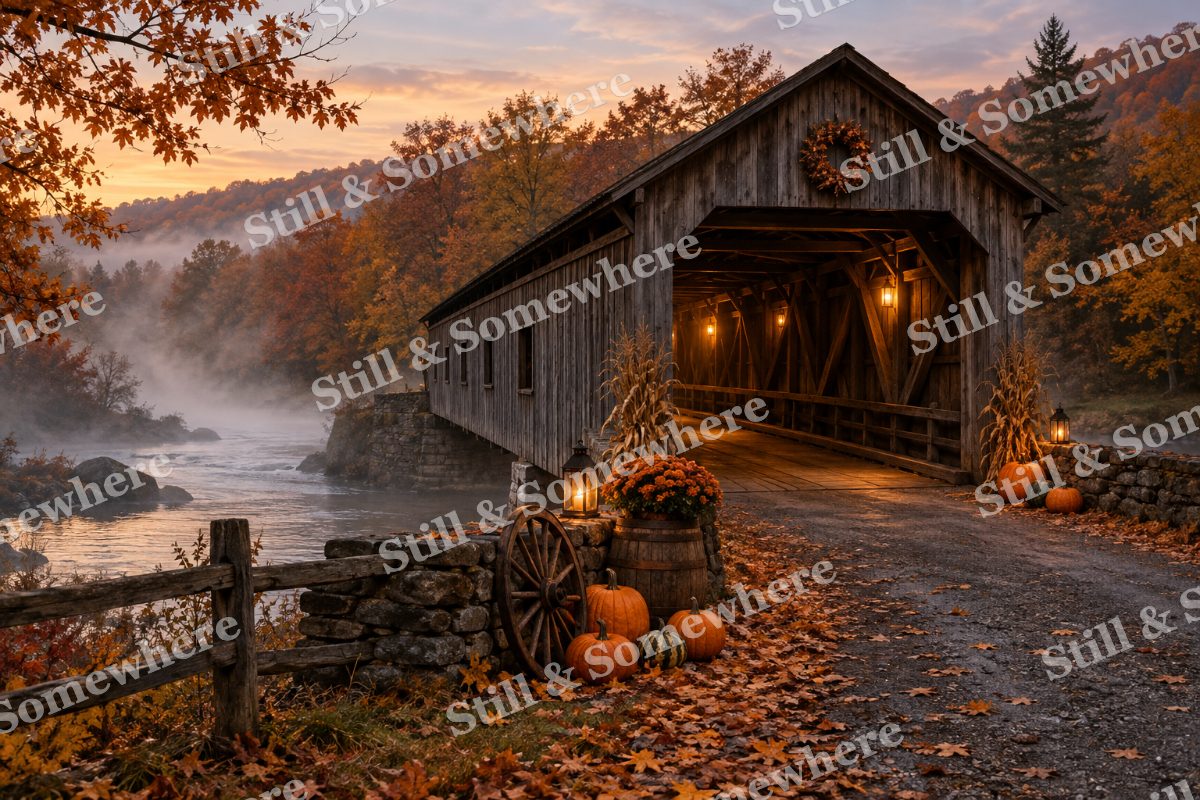 40 Fog Over The Covered Bridge, original artwork preview