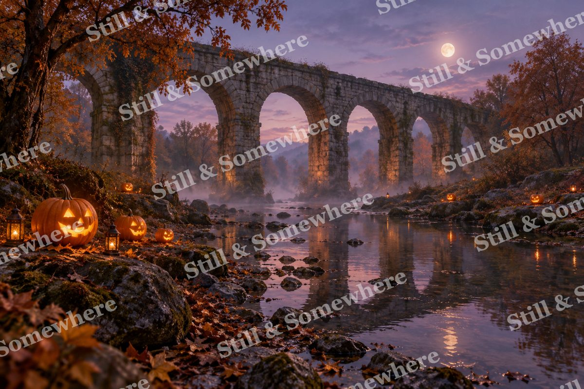 Pumpkin Lights beneath the Aqueduct, original artwork preview