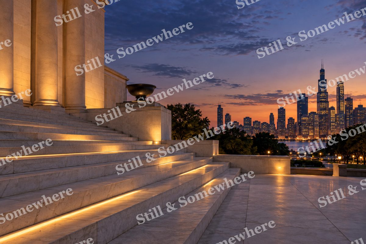 Lights Metropolitan Steps, original artwork preview