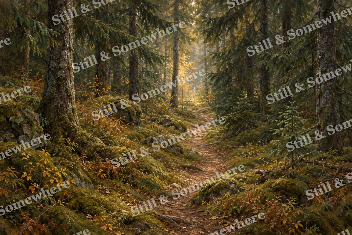 Quiet Trail through the Spruce, original artwork preview