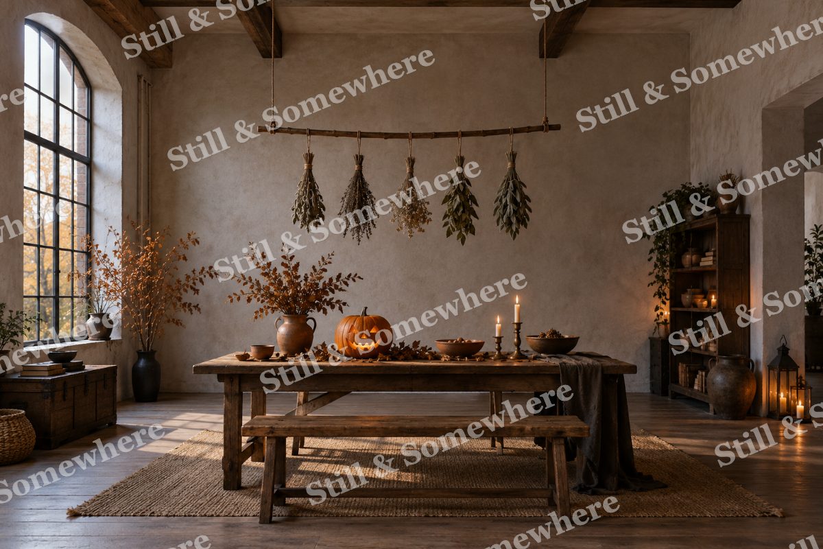 Halloween Herb Drying Loft, original artwork preview