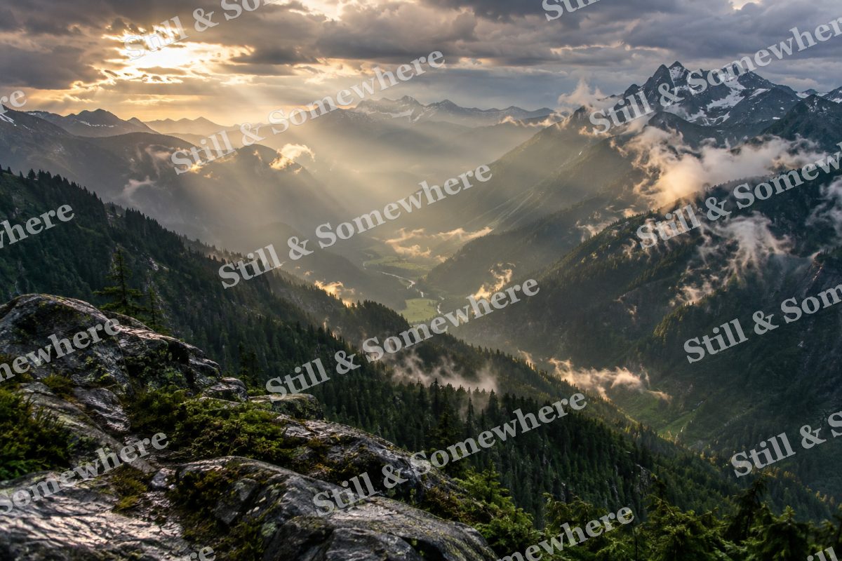 Sunbeams Mountain Valleys, original artwork preview