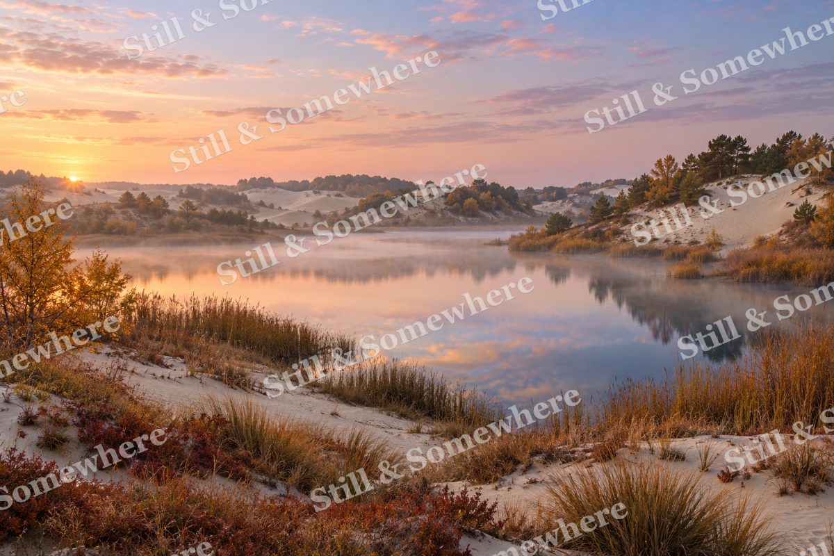 The Dune Lake at First Light, original artwork preview