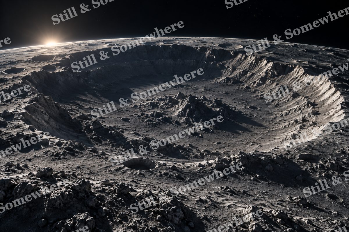 Space 09 Lunar Crater Dawn, original artwork preview