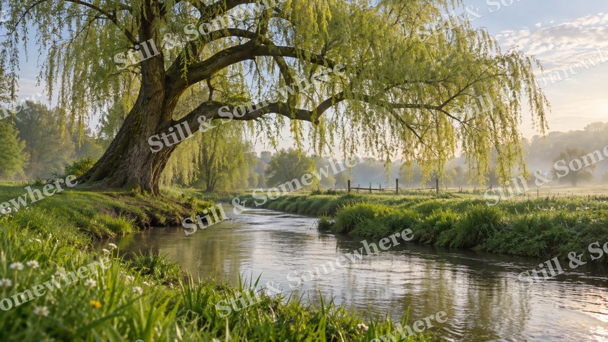 Willow and Silver Meadow Stream, scenery artwork preview