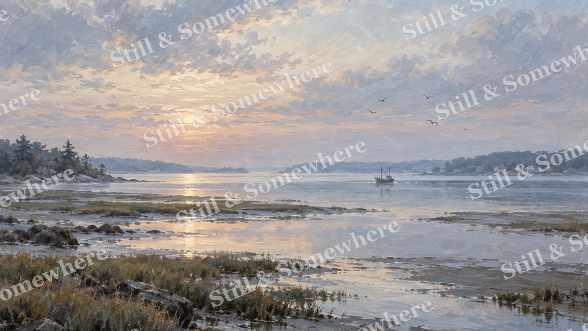 Silver Estuary at First Light, paintings artwork preview