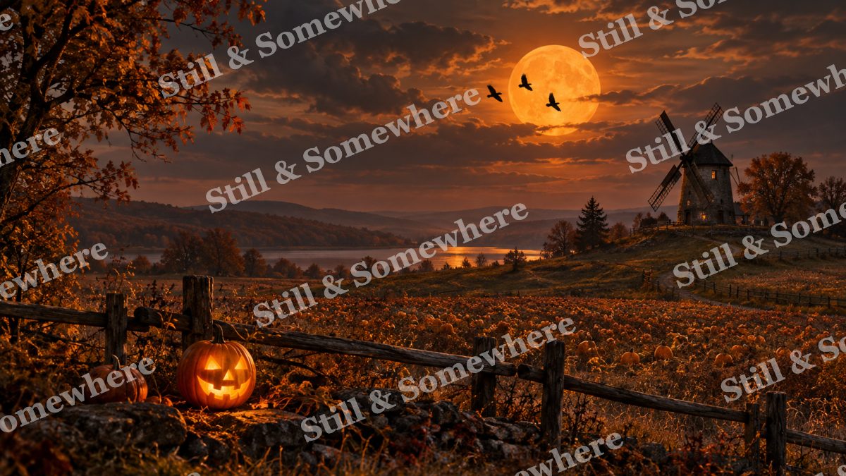 Crows over the Windmill, halloween artwork preview