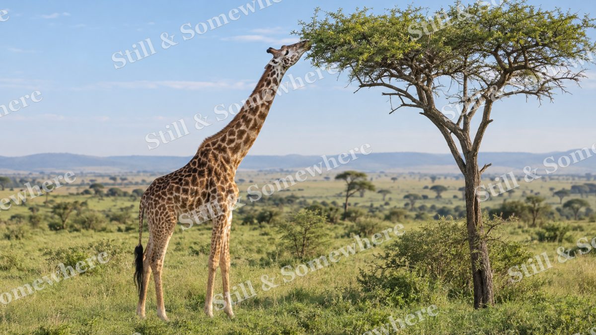 Giraffe Acacia Browse, wildlife artwork preview
