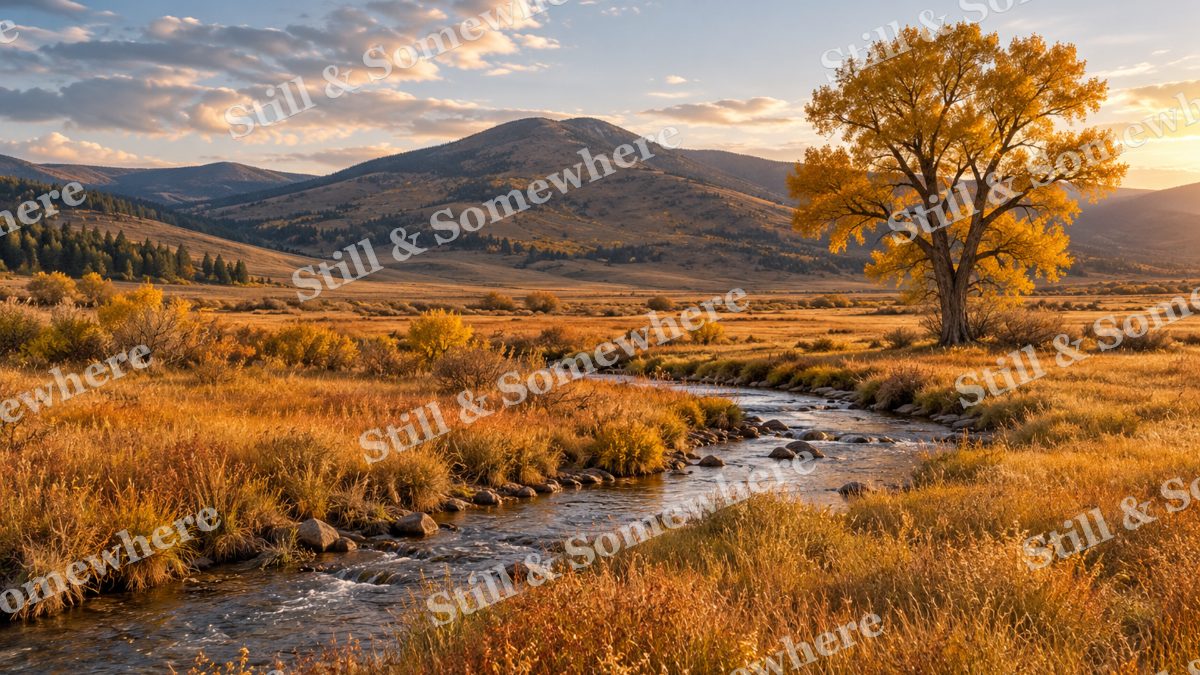 Saffron Meadow and Quiet Hills, peaceful landscapes artwork preview