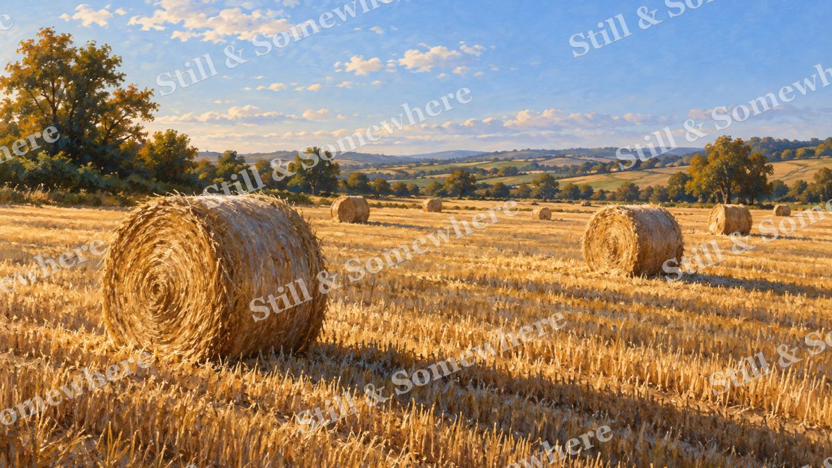 Hay Bales after the Harvest, early autumn countryside artwork preview