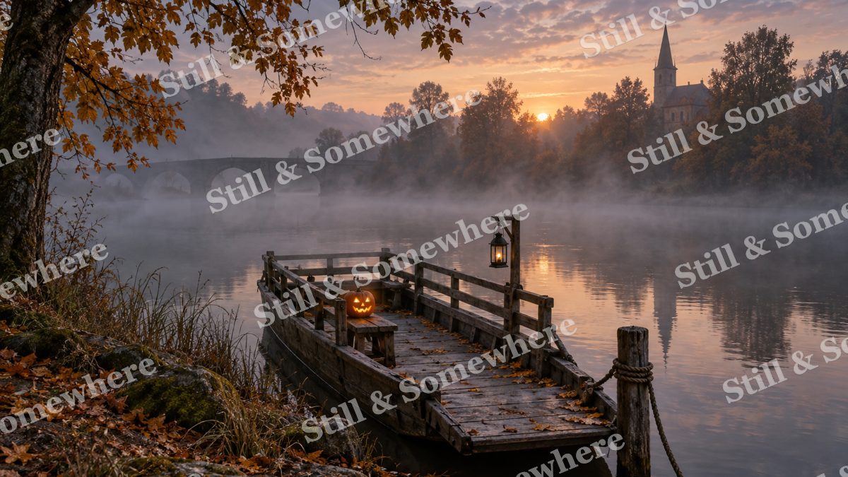 Pumpkin Lantern on the Ferry, halloween artwork preview