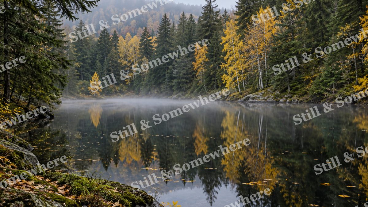 Mist beneath the Hemlocks, peaceful landscapes artwork preview