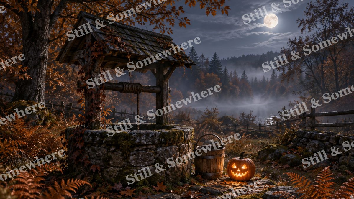 Pumpkin Lantern beside the Well, halloween artwork preview