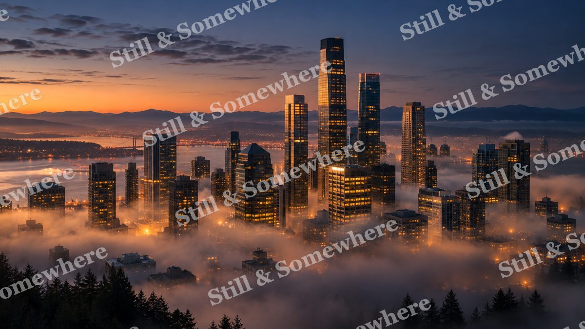 Lights Towers Above Low Clouds, city lights artwork preview