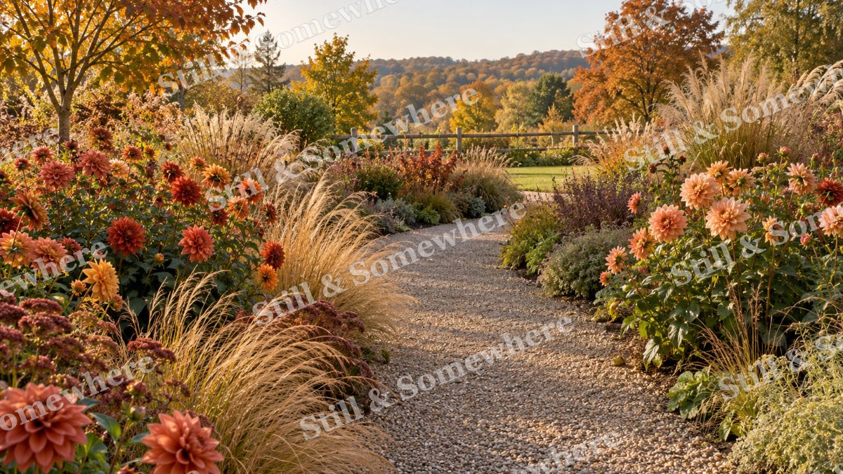 The October Dahlia Walk, gardens artwork preview