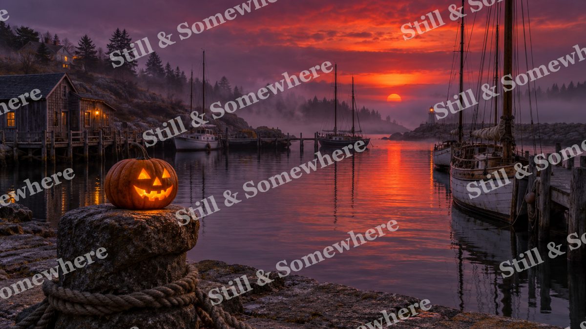 Last Light at the Halloween Marina, halloween artwork preview