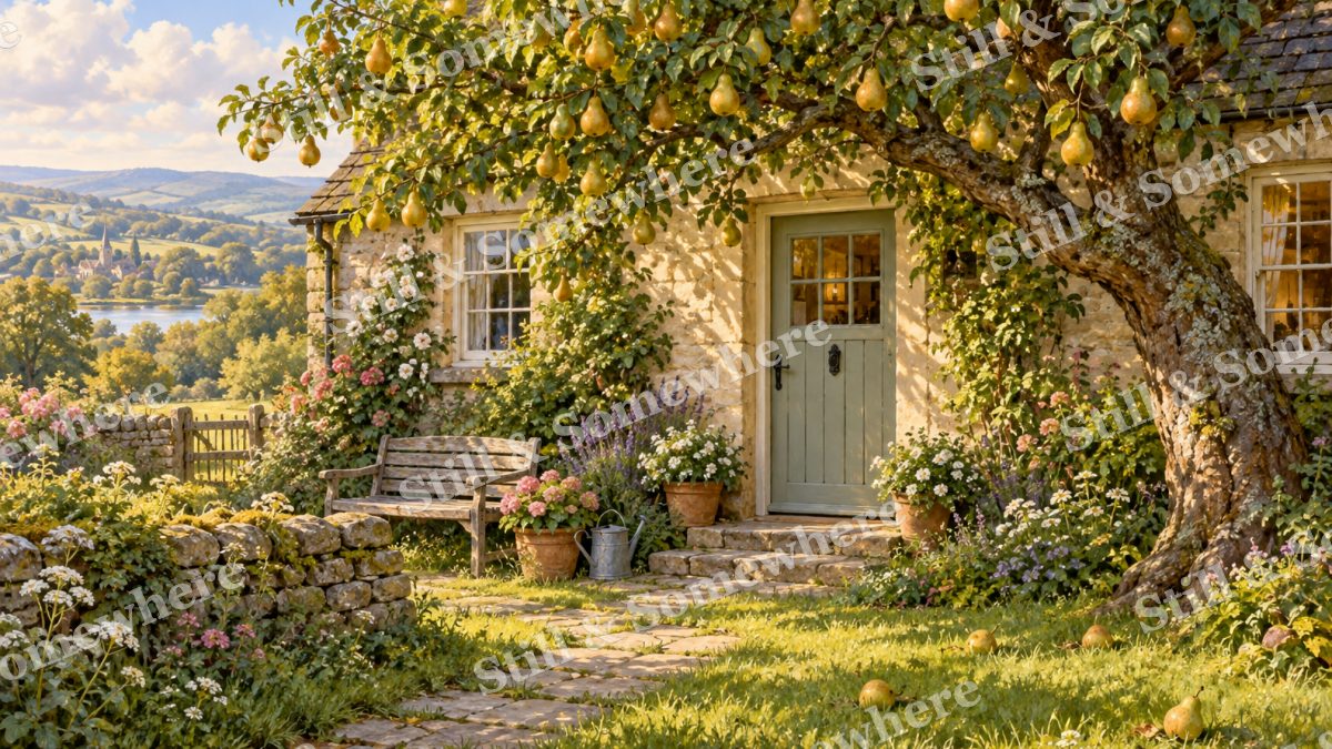 Pear Tree over the Kitchen Door, cottages artwork preview