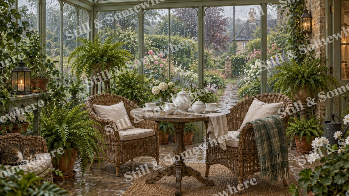 Tea Table in the Conservatory, cottages artwork preview