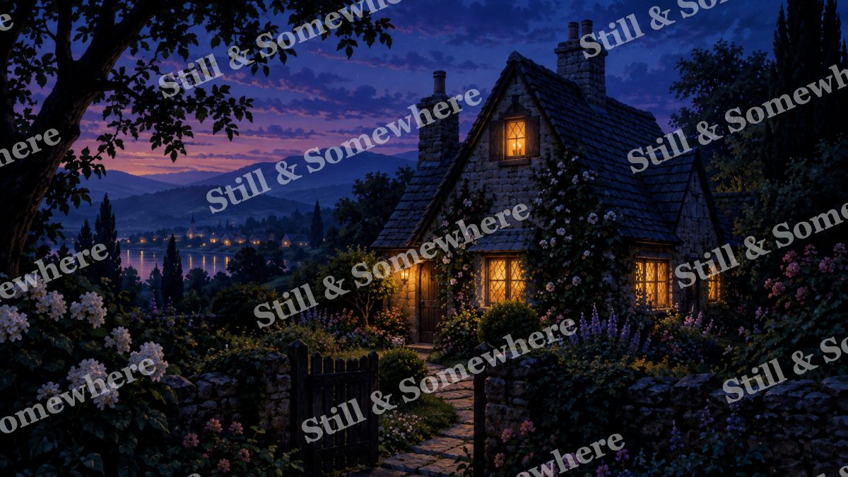 Candlelight in the Attic Window, cottages artwork preview