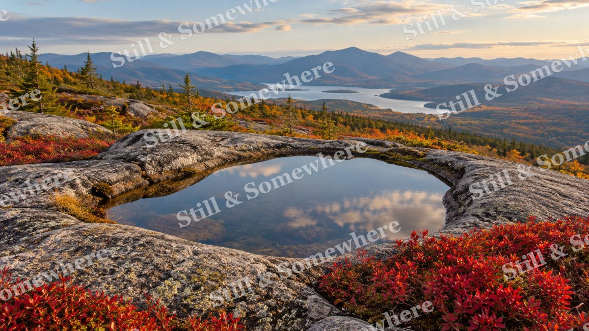 The Reflecting Granite Bowl, peaceful landscapes artwork preview