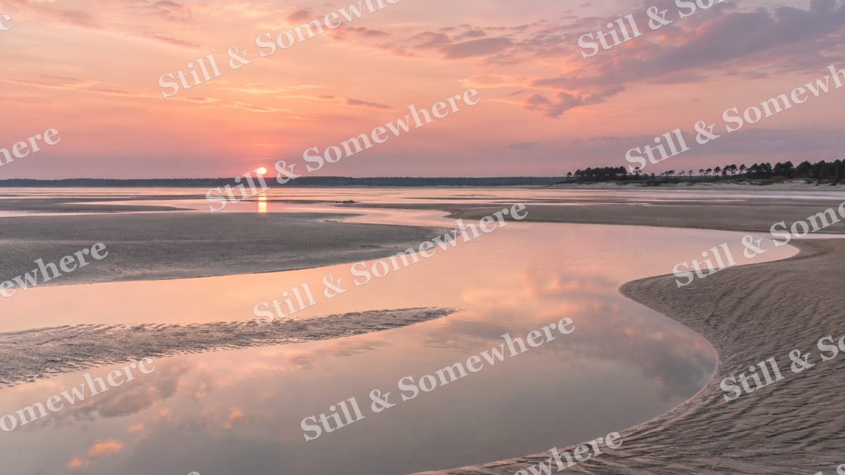 Landscapes Blush Sky Over a Quiet Sandy Estuary, peaceful landscapes artwork preview