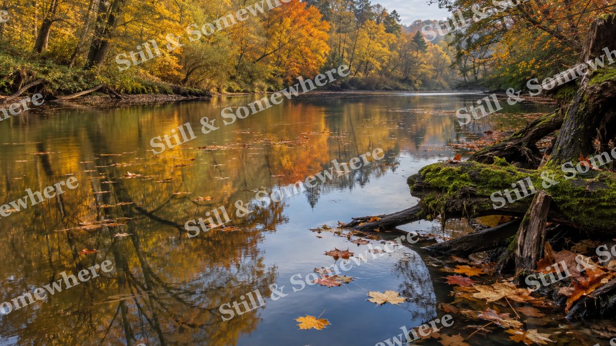 The Still Backwater in October, peaceful landscapes artwork preview