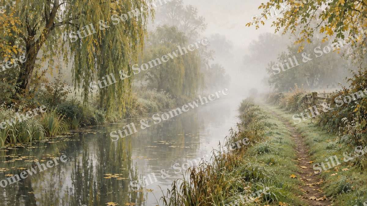 Fog along the Canal Towpath, early autumn countryside artwork preview
