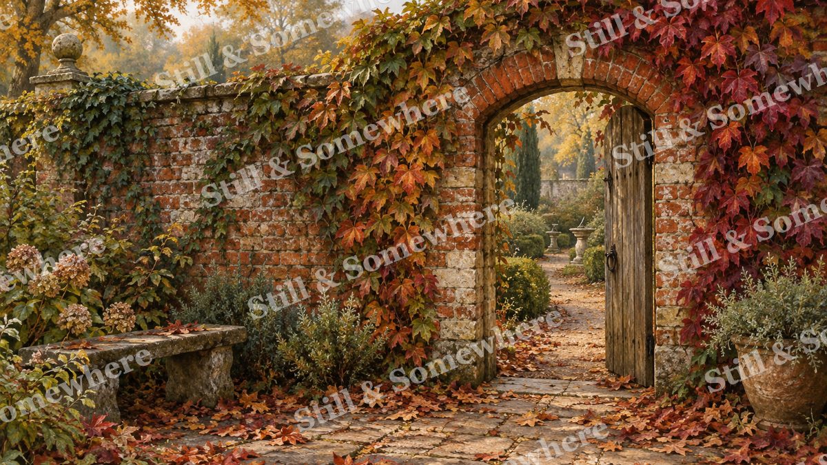 Old Garden Wall with Climbing Ivy, gardens artwork preview